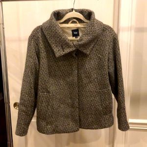 Gap wool vintage tweed peplum style coat Sz 2 fully lined